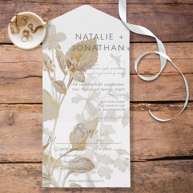 Neutralt Tan Wildblommor Modern Middag (Skapare uppladdad)