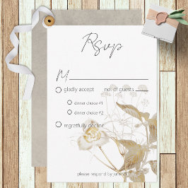 Neutralt Tan Wildblommors moderna svarskort OSA Kort