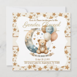 Neutralt Teddy Gender Reveal - bjudan Julkort
