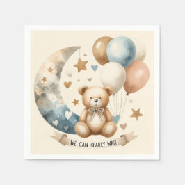Neutralt Teddy Gender Reveal - Napkins Pappersservett