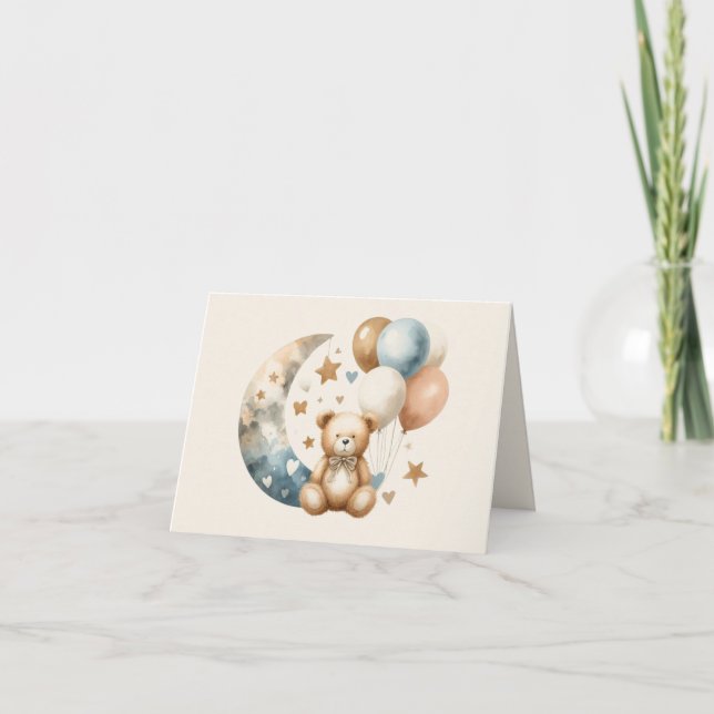 Neutralt Teddy Gender Reveal - Tack för ditt kort (Framsida)