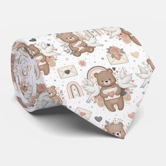 Neutralt Teddybjörn Bebisshower-mönster Slips (Rullad)
