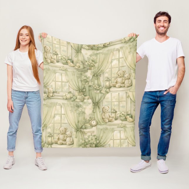 Neutralt teddybjörn-rum i beige nyans (2) fleecefilt (På plats)