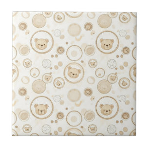 Neutralt Teddybjörnscirkelmönster Beige Bebis (1) Kakelplatta