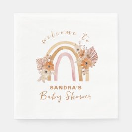 Neutralt Terracotta Boho Rainbow Blommigt Baby Sho Pappersservett