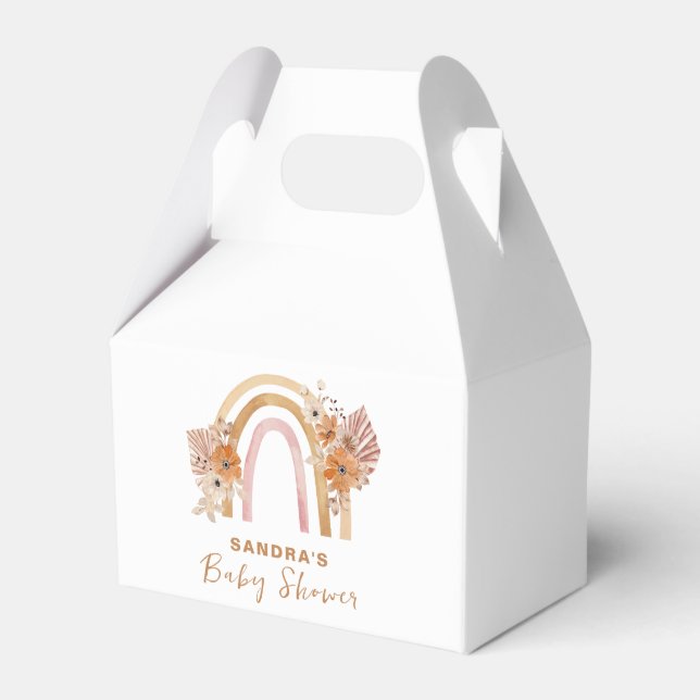 Neutralt Terracotta Boho Rainbow Blommigt Baby Sho Presentaskar (Framsidan Sidan)