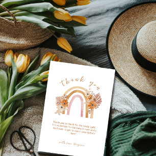 Neutralt Terracotta Boho Rainbow Blommigt Baby Sho Tack Kort