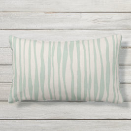 Neutralt Thick Thin Rand Seafoam Grönt Beige Lumbarkudde