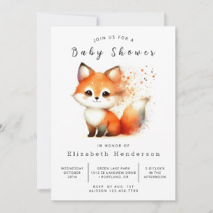 Neutralt Tones Animal Fox Baby Shower Inbjudningar