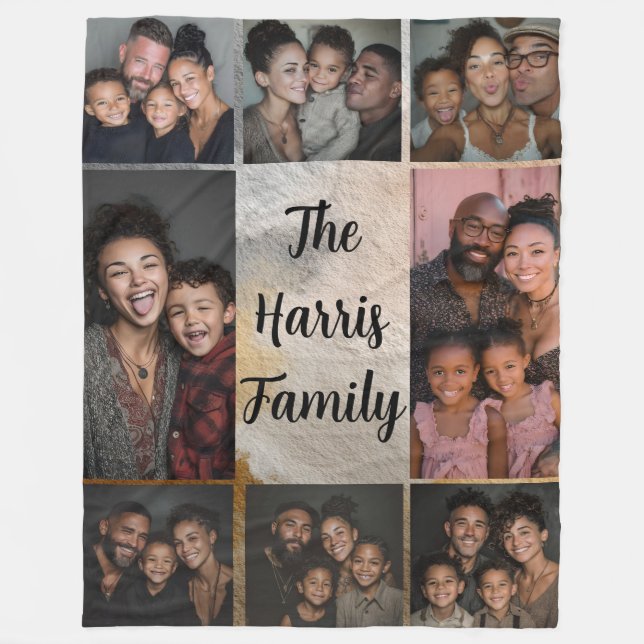 Neutralt Tones Family Photo Collage Fleece Blanket (Framsidan)