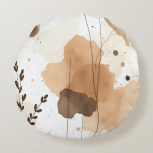 Neutralt Tones Organic rustic Abstrakt Rund Kudde