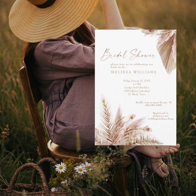 Neutralt Tones Pampas-Möhippa Inbjudningar (Skapare uppladdad)