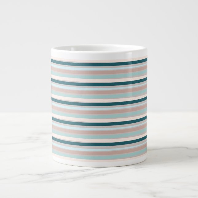 Neutralt Tones Stripe Mugg Jumbo Mugg (Framsidan)