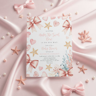 Neutralt under havet med rosett sötnos baby shower inbjudningar