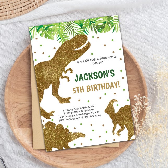 Neutralt, utskrivbart Dino-tema Inbjudningar (Dinosaur Birthday Cards)