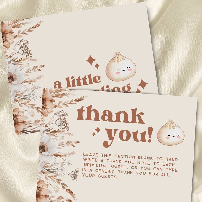 Neutralt Vattenfärg Blommigt med liten dupling pla Tack Kort (Skapare uppladdad)