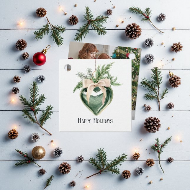 Neutralt Vattenfärg Hjärtprydnadsjul Gåvor Etiketter (Neutral Watercolor Heart Ornament Christmas Favor Tags)