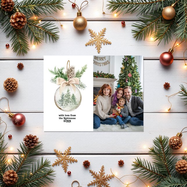 Neutralt Vattenskärg Jul Bauble Helg Vykort (Neutral Watercolor Christmas Bauble Holiday Postcard)