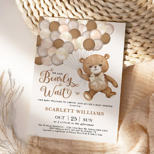 Neutralt Vi kan bota Nallen Baby Shower Inbjudningar