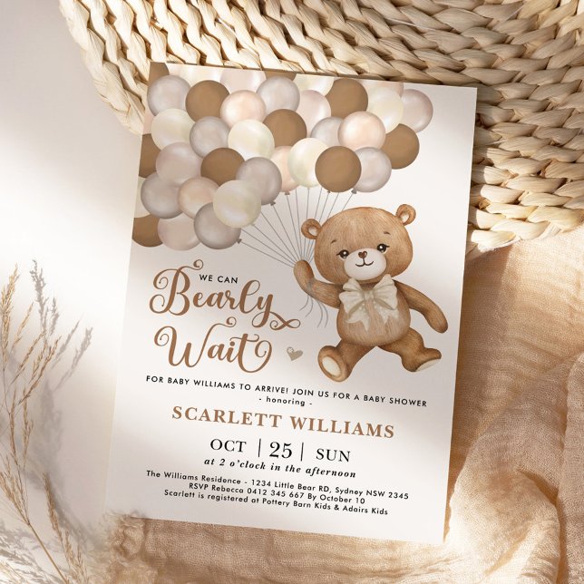 Neutralt Vi kan bota Nallen Baby Shower Inbjudningar (Skapare uppladdad)