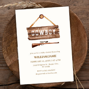 Neutralt Vilda western Cowboy Gun Baby Shower Inbjudningar