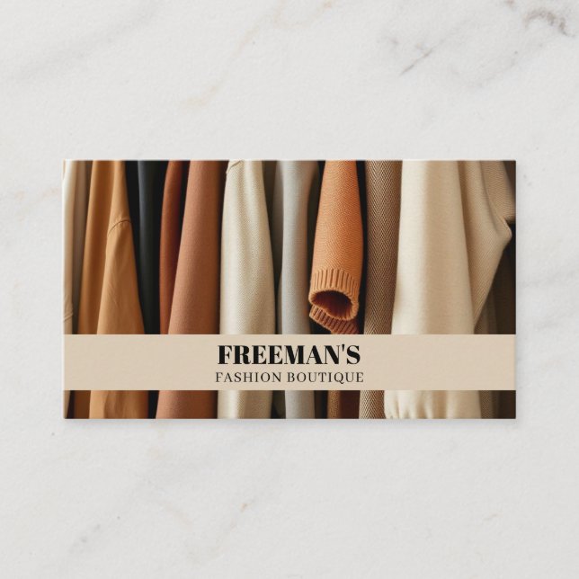 Neutralt Wardrobe Visning Clothing Shop Visitkort (Framsida)