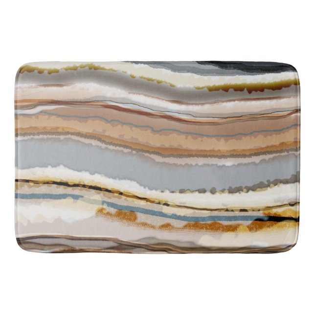 Neutralt Warm Abstrakt Graphic Agate Rand Badrumsmatta (Framsidan)