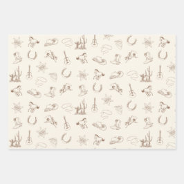 Neutralt Western Rodeo Brown & Blue Set