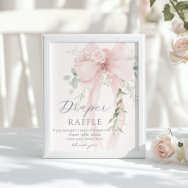 Neutralt Whimsical Bow Blöja Lotteri Baby shower Poster