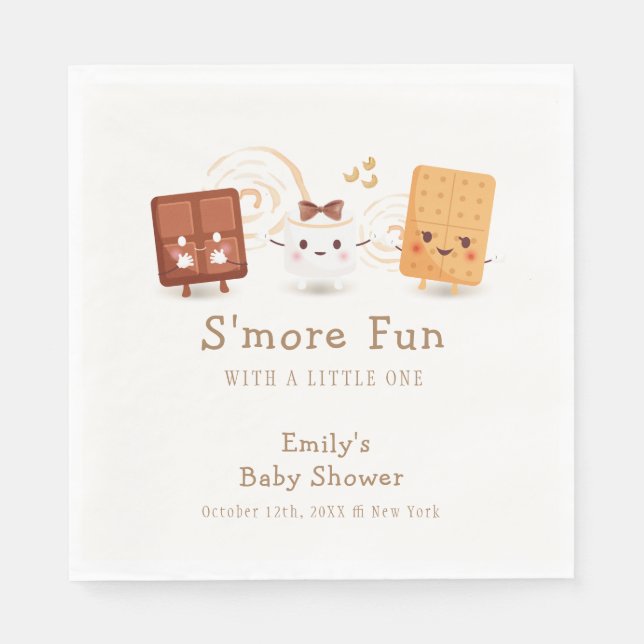 Neutralt Whimsical S'more Roligt Baby Shower Pappersservett (Framsidan)