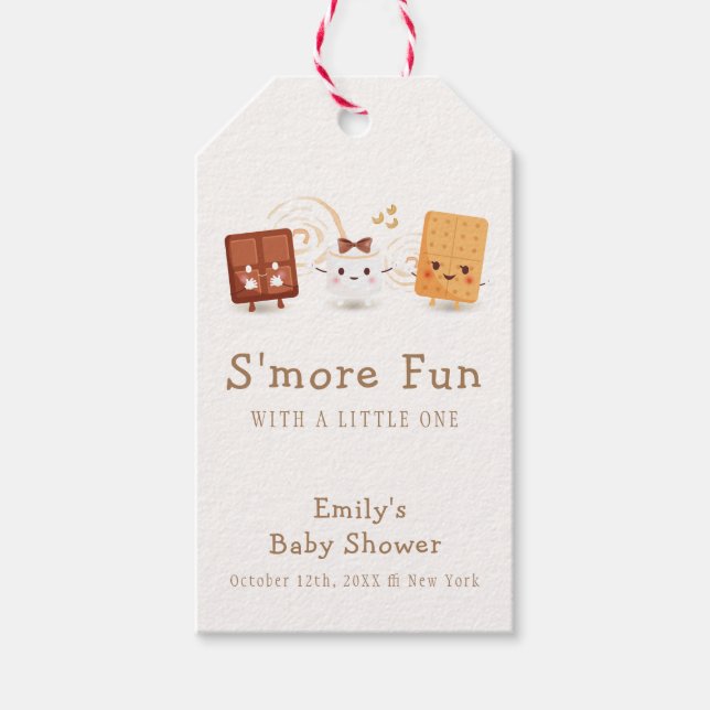 Neutralt Whimsical S'more Roligt Baby Shower Presentetikett (Framsidan)