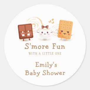 Neutralt Whimsical S'more Roligt Baby Shower Runt Klistermärke