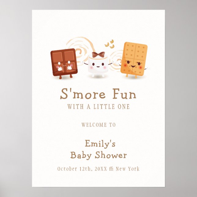 Neutralt Whimsical S'more Roligt Baby Shower Välko Poster (Framsidan)