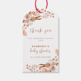 Neutralt WildblomBoho Baby Shower Tack Presentetikett