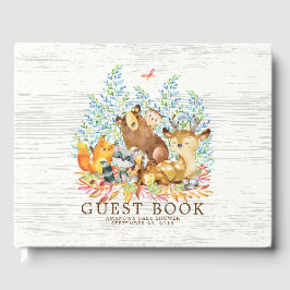 Neutralt Woodland Baby Shower Guest Bok