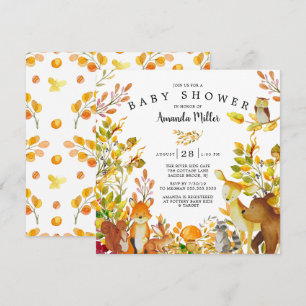 Neutralt Woodland Forest Animals Baby Shower Inbjudningar