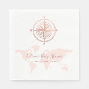 Neutralt World Map Travel Äventyr Baby Shower Pappersservett