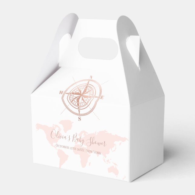 Neutralt World Map Travel Äventyr Baby Shower Presentaskar (Framsidan Sidan)