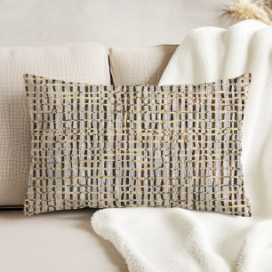 Neutralt Woven look Faux Linen Mönster Grått Brown Prydnadskudde