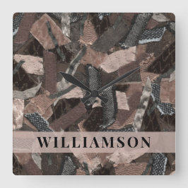 Neutralten Anpassat namn Earth Tones Abstrakt Brow Fyrkantig Klocka