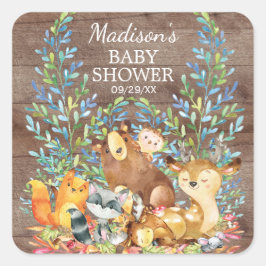 Neutralten Baby Shower Favor Sticker för trädsdjur Fyrkantigt Klistermärke