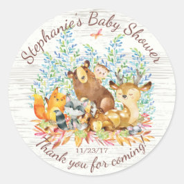 Neutralten Baby Shower Favor Sticker för trädsdjur Runt Klistermärke