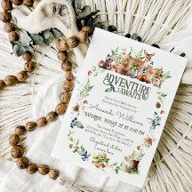 Neutralten Baby Shower för Äventyr Woodland Animal