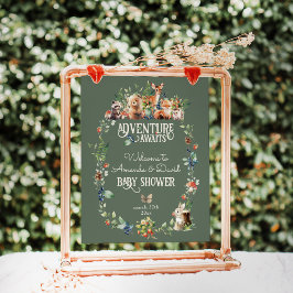 Neutralten Baby Shower för Äventyr Woodland Animal Poster