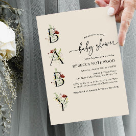 Neutralten Baby Shower för rustik Watercolor Wildb Inbjudningar