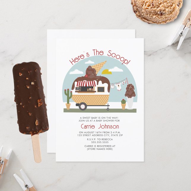 Neutralten Baby Shower för Scoop Chocolate Ice Cre Inbjudningar (Skapare uppladdad)