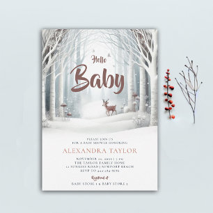 Neutralten Baby Shower för Winter Forest Woodland  Inbjudningar