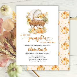 Neutralten Baby Shower på hösten Little Pumpkin Inbjudningar