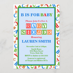 NEUTRALTEN Babykläder för ABC Baby Shower Inbjudningar