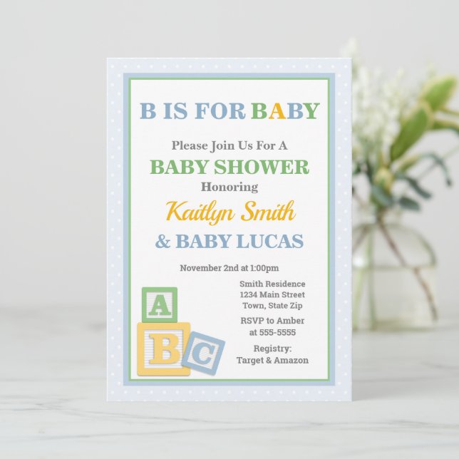 NEUTRALTEN Babykläder för ABC Baby Shower Inbjudningar (Stående Fram)